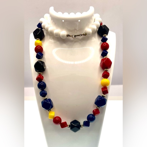 3 for $30 Vintage 1980s Colorful Acrylic Beaded Necklace - Picture 3 of 5